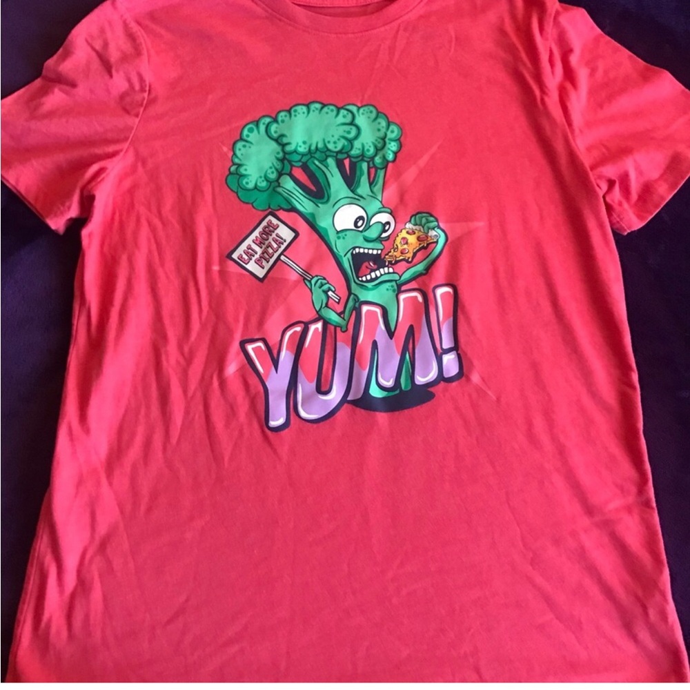 Cat and Jack Kids Graphic T-Shirt - Red 'YUM!' Broccoli Design Size 14